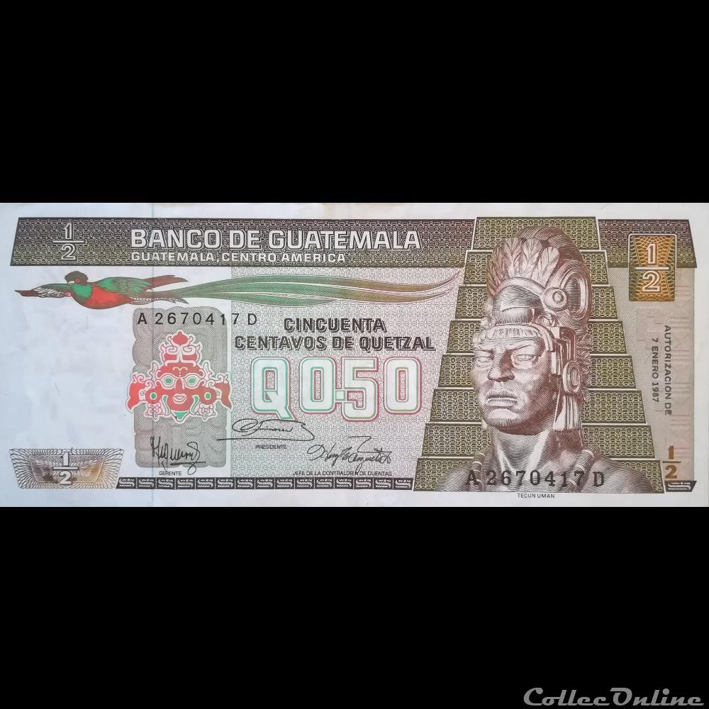 billet amerique du nord guatemala p 065 05 0 50 centavos de quetzal 1987