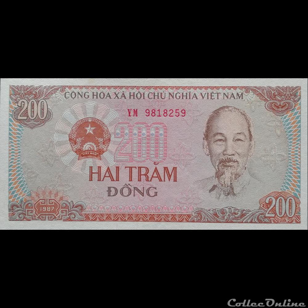 billet asie vietnam viet nam p 100 200 dong 1987