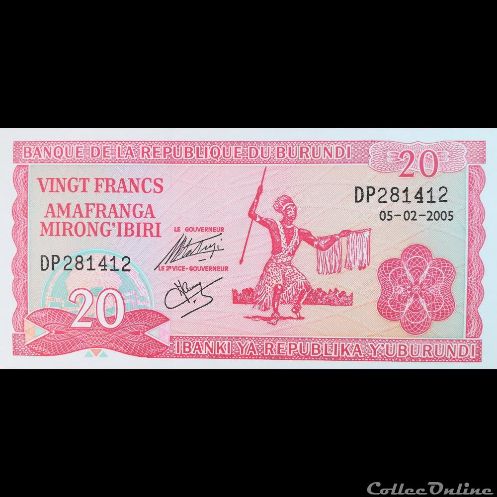 billet afrique burundi p 27 d 20 francs 2005