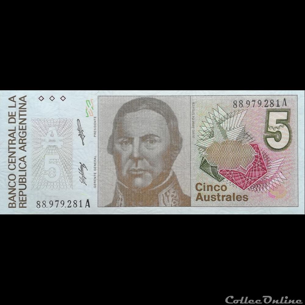 ARGENTINE - P 324 B - 5 AUSTRALES - 1989 billet amerique du sud argentine p 324 b 5 australes 1989