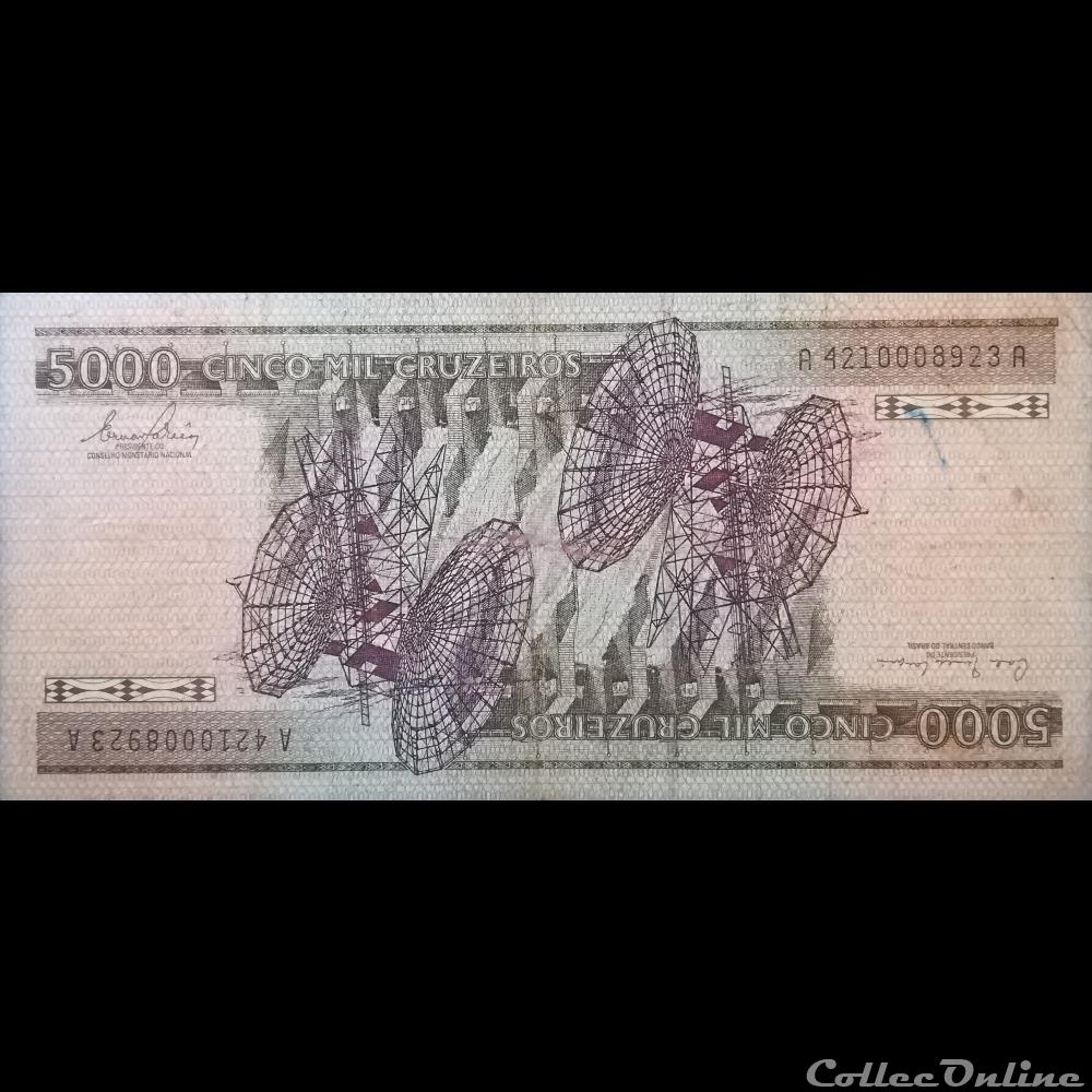 billet amerique du sud bresil p 202 a 5000 cruzeiros 1981 1985