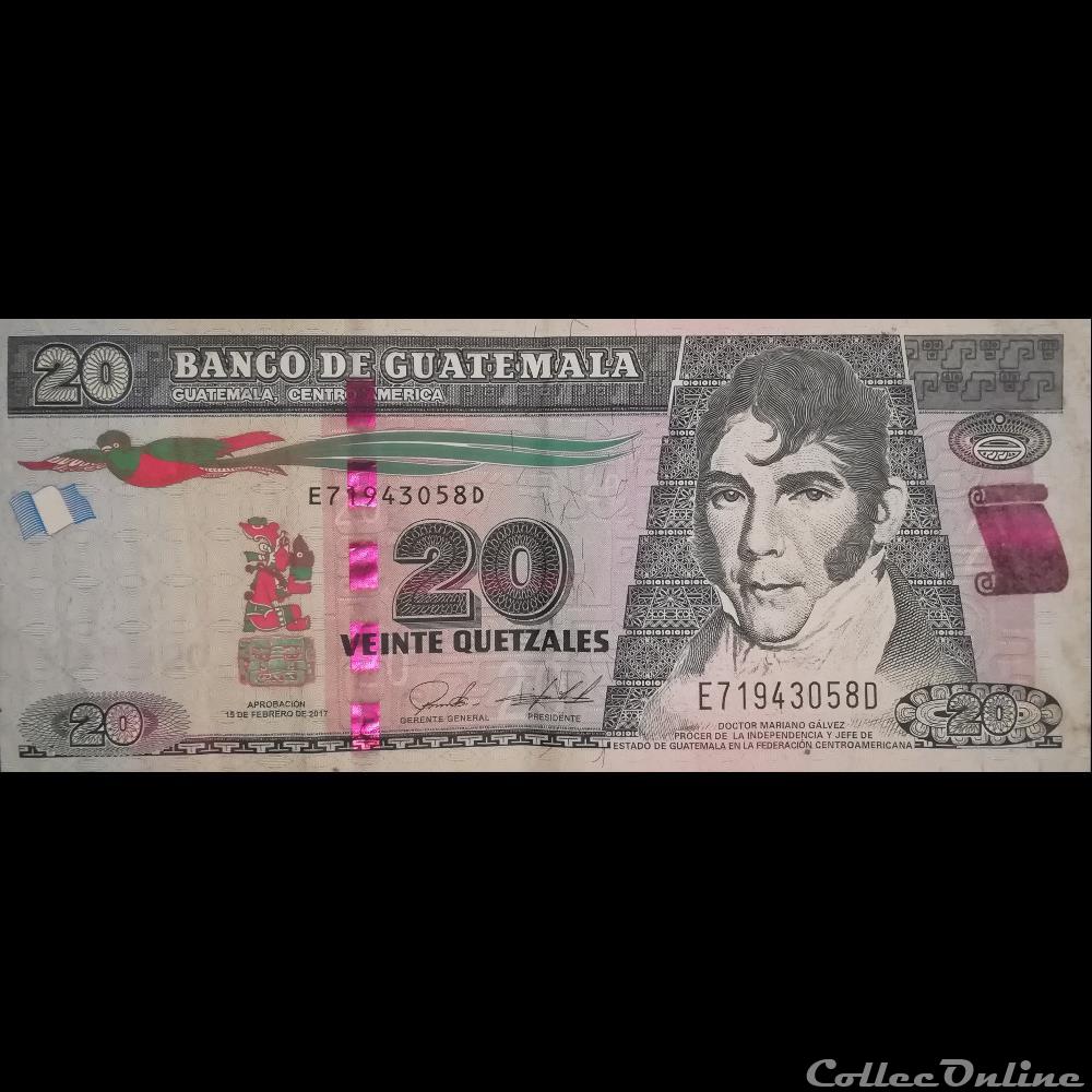 GUATEMALA - P NEW - 20 QUETZALES - 2017 billet amerique du nord guatemala p new 20 quetzales 2017