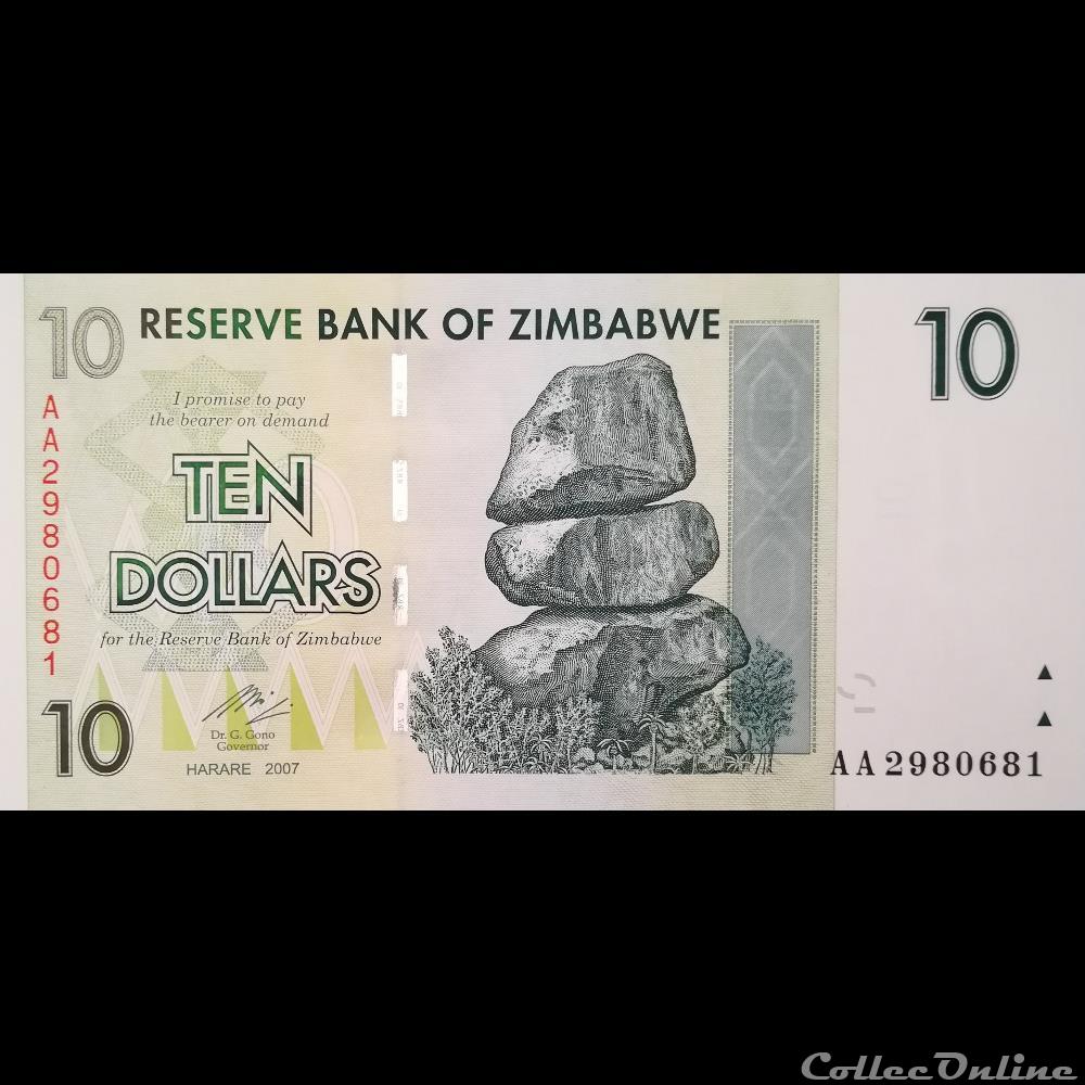 ZIMBABWE - P 67 - 10 DOLLARS - 2007 billet afrique zimbabwe p 67 10 dollars 2007