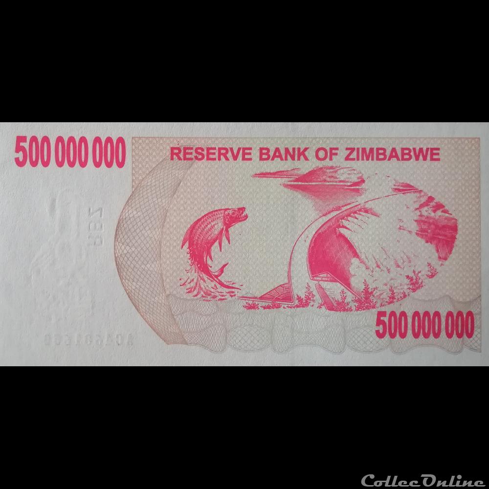 ZIMBABWE - P 60 - 500.000.000 DOLLARS - 2008 billet afrique zimbabwe p 60 500 000 000 dollars 2008