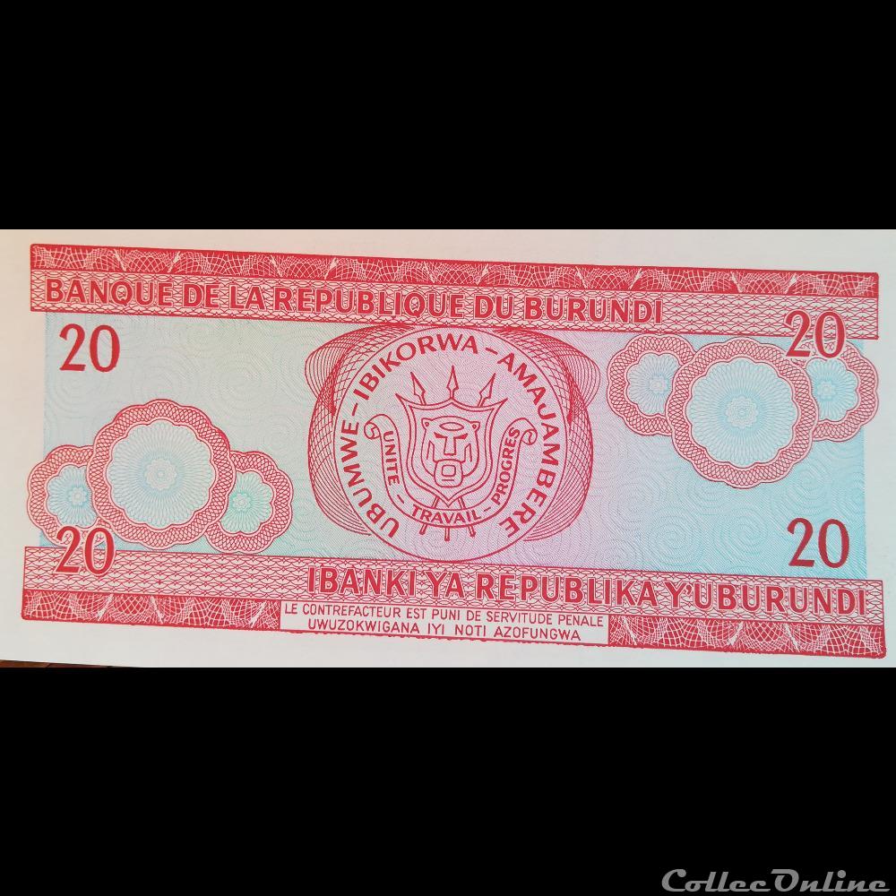 billet afrique burundi p 27 d 20 francs 2005