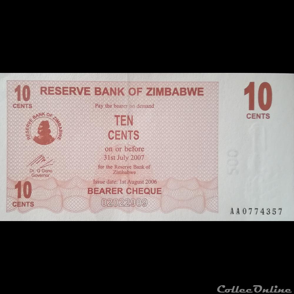ZIMBABWE - P 35 - 10 CENTS - 2006 billet afrique zimbabwe p 35 10 cents 2006