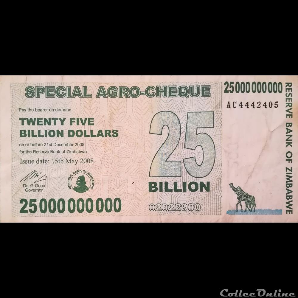 ZIMBABWE - P 62 - 25.000.000.000 DOLLARS - 2008 billet afrique zimbabwe p 62 25 000 000 000 dollars 2008