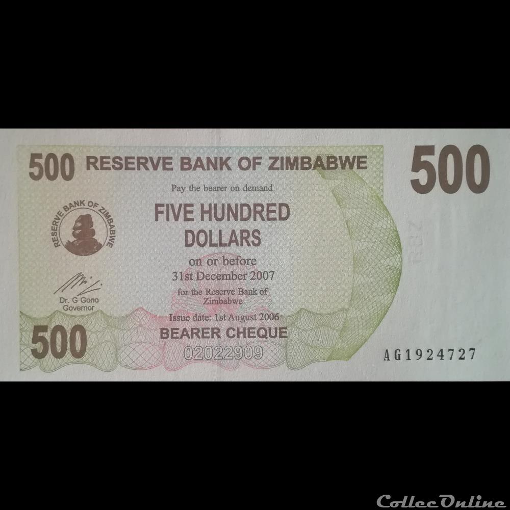 billet afrique zimbabwe p 43 500 dollars 2006