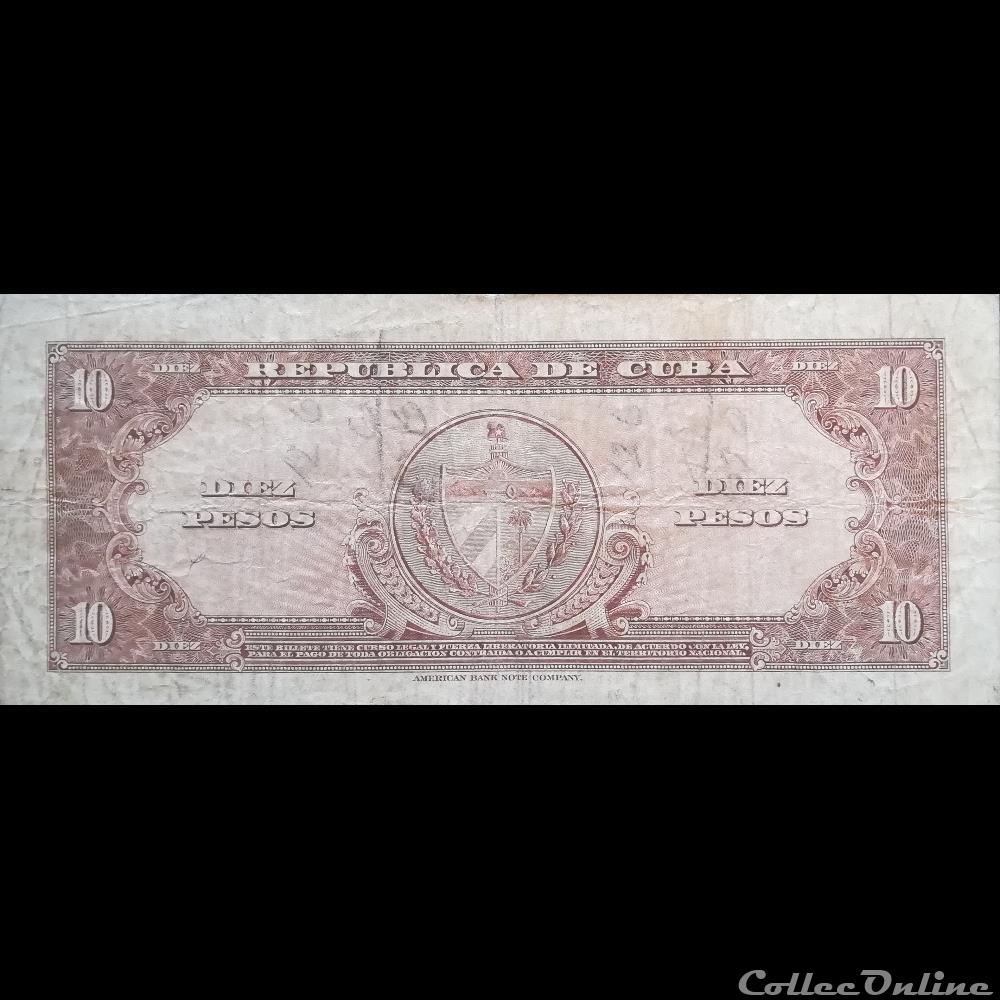 CUBA - P 079 A - 10 PESOS - 1949 billet amerique du nord cuba p 079 a 10 pesos 1949