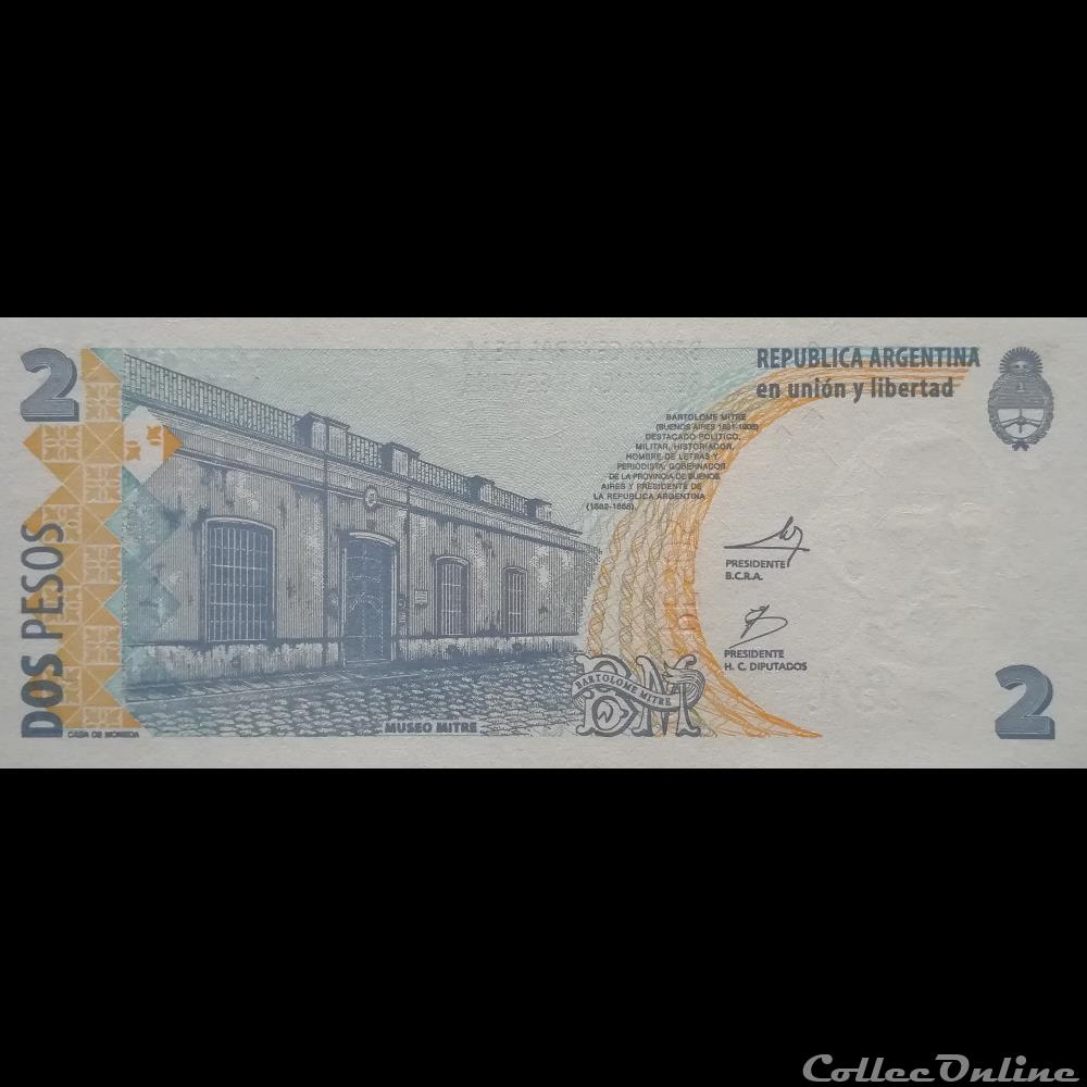 ARGENTINE - P 352 (10) - 2 PESOS - 2002 billet amerique du sud argentine p 352 10 2 pesos 2002