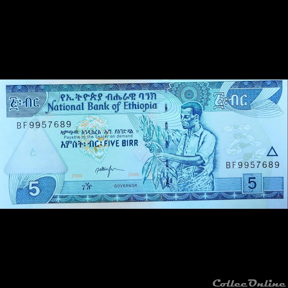 billet afrique ethiopie p 47 e 5 birr 2008 ee 2000