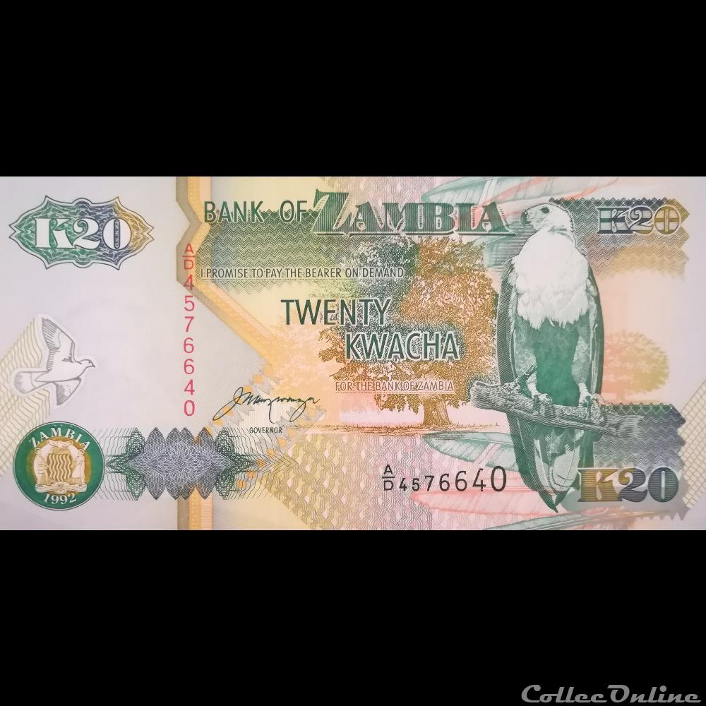 ZAMBIE - P 36 B - 20 KWACHA - 1992 billet afrique zambie p 36 b 20 kwacha 1992
