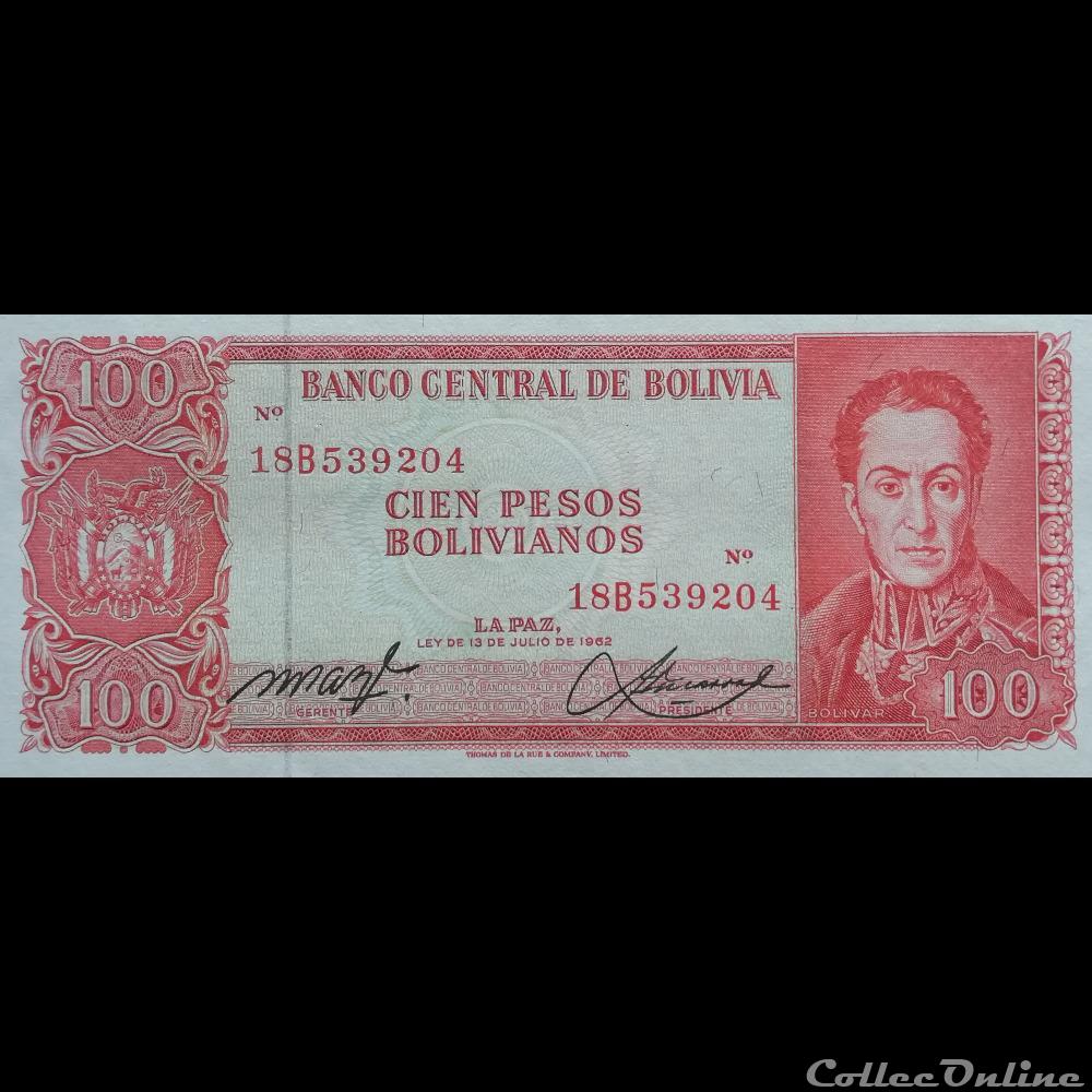 BOLIVIE - P 164 A (2) - 100 PESOS BOLIVIANOS - 1962 billet amerique du sud argentine bolivie p 164 a 2 100 pesos bolivianos 1962