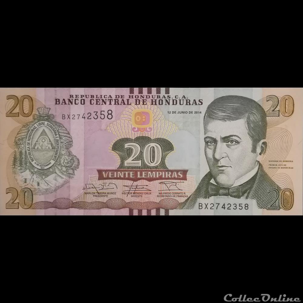 HONDURAS - P 100 B - 20 LEMPIRAS - 2014 billet amerique nord honduras p 100 b 20 lempiras 2014