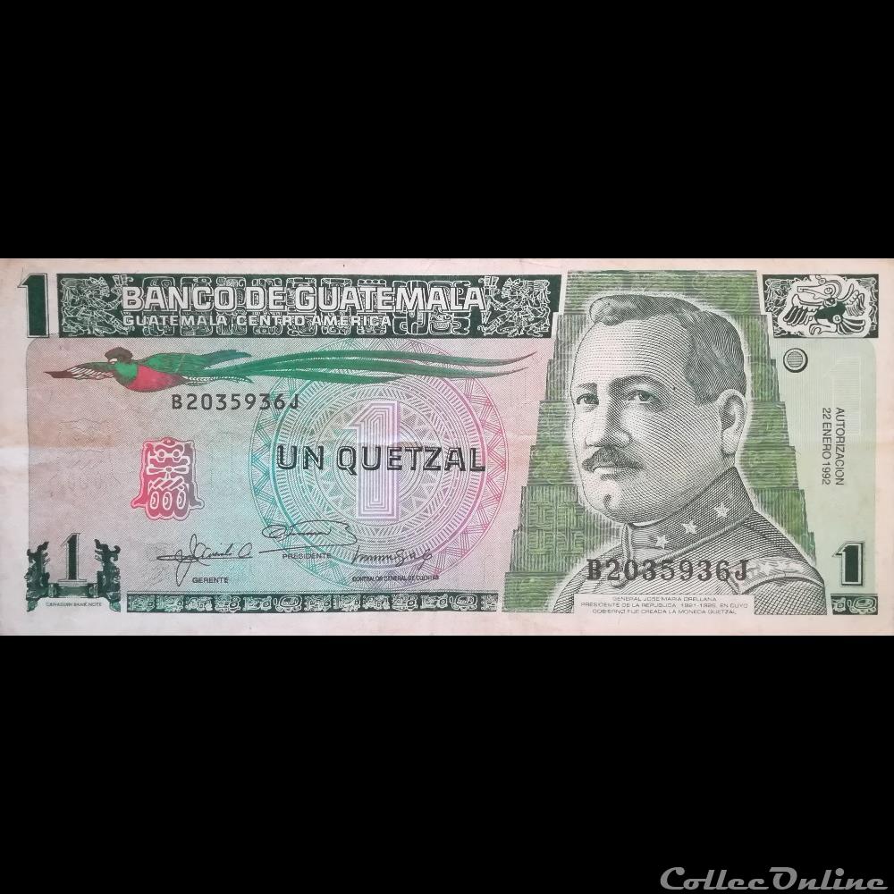 GUATEMALA - P 073 C - 1 QUETZAL - 1992 billet amerique du nord guatemala p 073 c 1 quetzal 1992