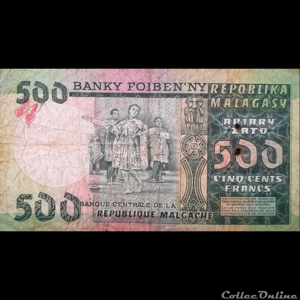 billet afrique madagascar p 64 500 francs 1974 75