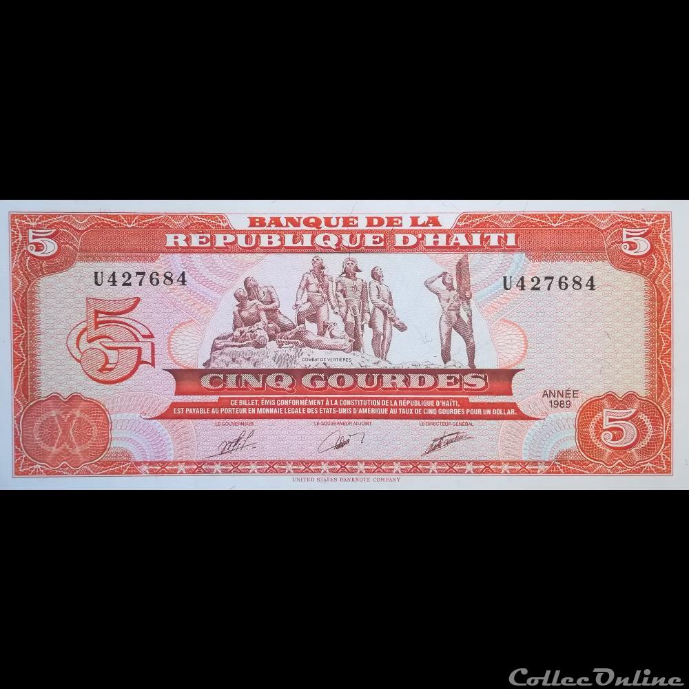 HAITI - P 255 - 5 GOURDES - 1989 billet amerique du nord haiti p 255 5 gourdes 1989