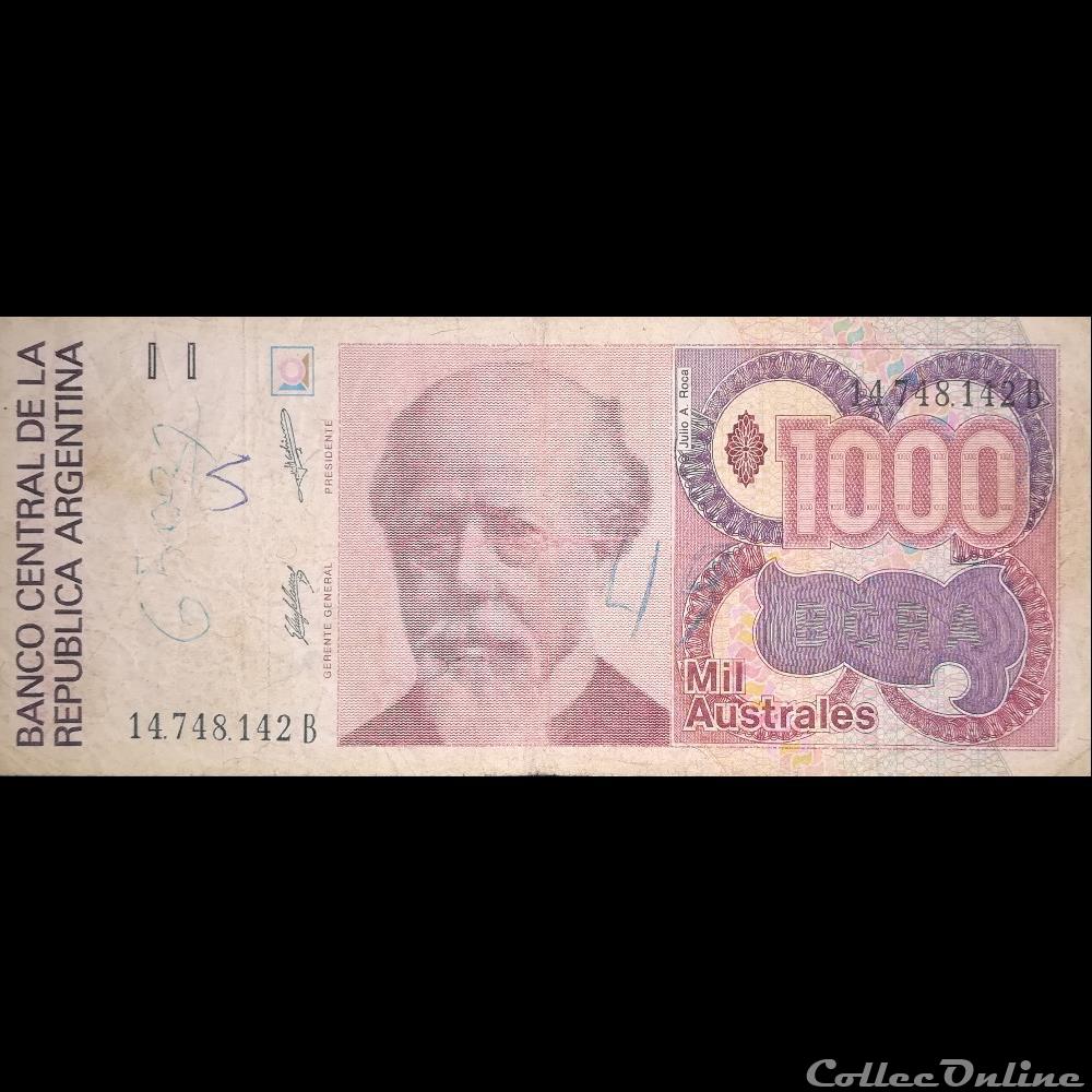 ARGENTINE - P 329 (3) - 1000 AUSTRALES - 1989 billet amerique du sud argentine p 329 3 1000 australes 1989