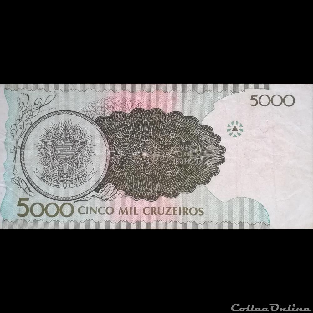 billet amerique du sud bresil p 227 5000 cruzeiros 1990