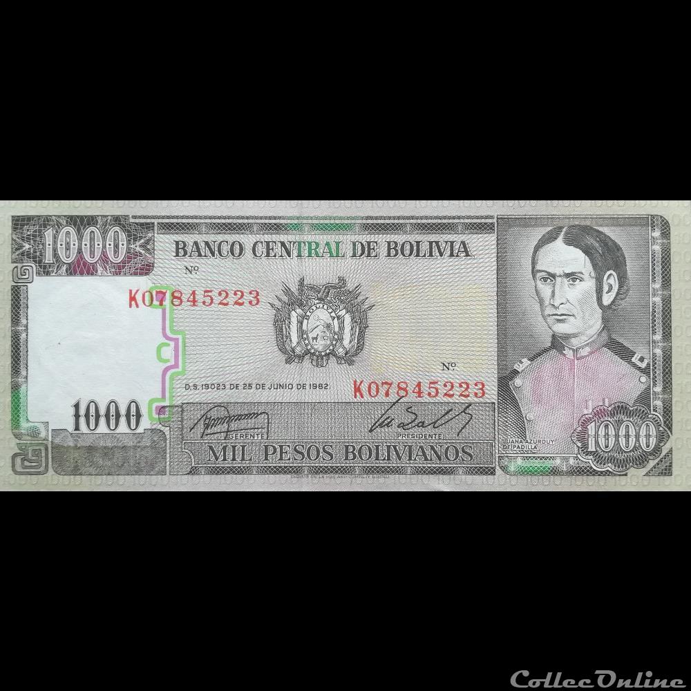 BOLIVIE - P 167 A (3) - 1000 PESOS BOLIVIANOS - 1982 billet amerique du sud argentine bolivie p 167 a 3 1000 pesos bolivianos 1982