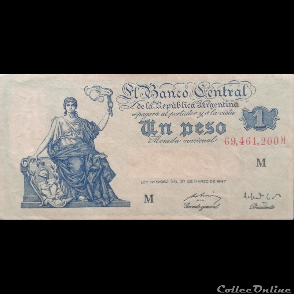 ARGENTINE - P 257 (3) - 1 PESO - 1947 billet amerique du sud argentine p 257 3 1 peso 1947