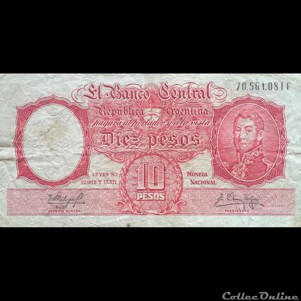 ARGENTINE - P 270 C (9 F) - 10 PESOS - 1954-63 billet amerique du sud argentine p 270 c 9 f 10 pesos 1954 63
