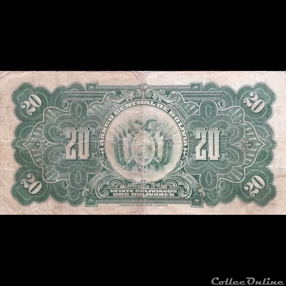 BOLIVIE - P 122 A (9) - 20 BOLIVIANOS - 1928 billet amerique du sud argentine bolivie p 122 a 9 20 bolivianos 1928
