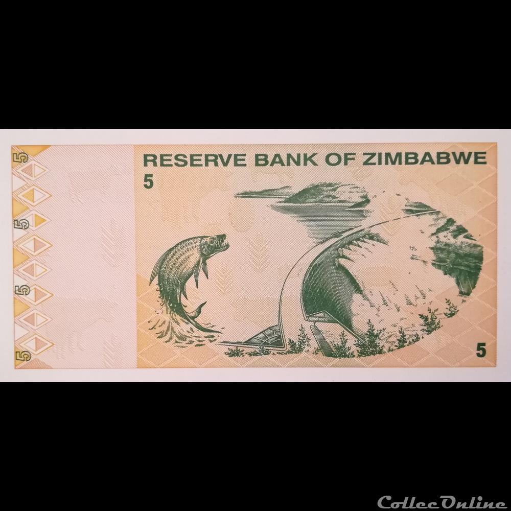 ZIMBABWE - P 93 - 5 DOLLARS - 2009 billet afrique zimbabwe p 93 5 dollars 2009