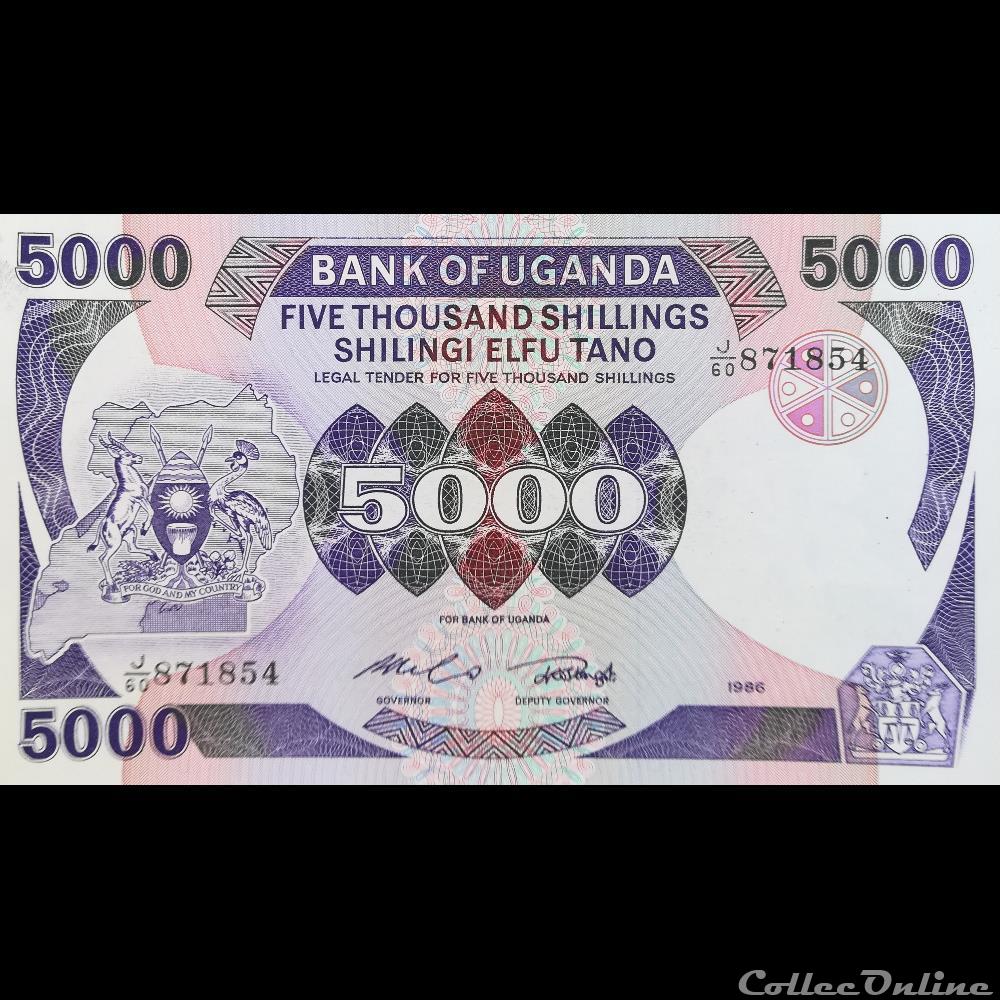 Shillings Uganda 5000 UNC 1986 P-24b 5,000