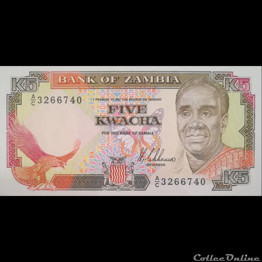 ZAMBIE - P 30 - 5 KWACHA - 1989 billet afrique zambie p 30 5 kwacha 1989
