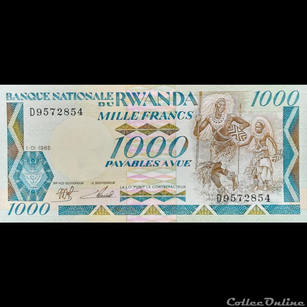 RWANDA - P 21 A - 1000 FRANCS - 1988 billet afrique rwandum rwanda p 21 a 1000 francs 1988
