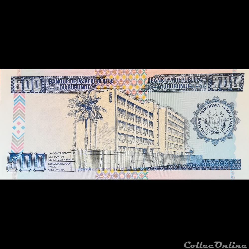 billet afrique burundi p 37a 500 francs 1995
