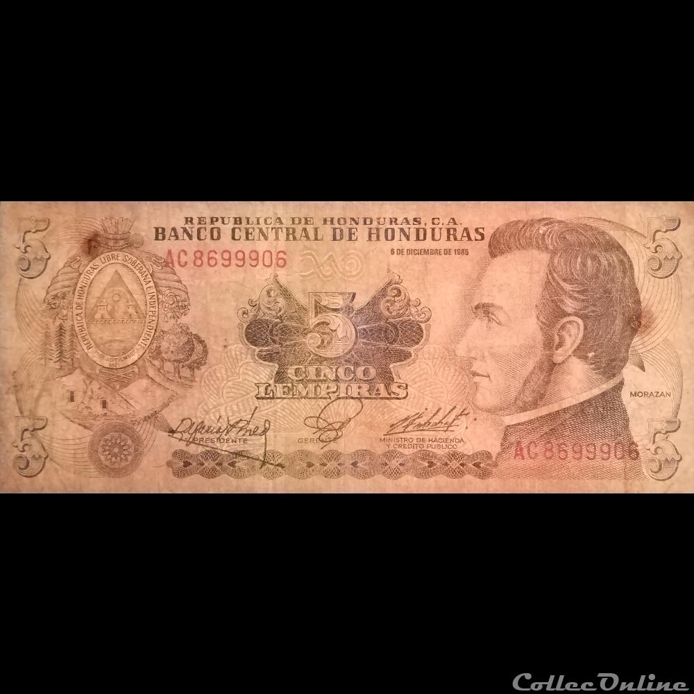 HONDURAS - P 063 B - 5 LEMPIRAS - 1985 billet amerique nord honduras p 063 b 5 lempiras 1985