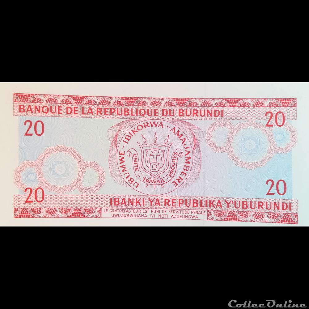 BURUNDI - P 27 C - 20 FRANCS 1991 billet afrique burundi p 27 c 20 francs 1991
