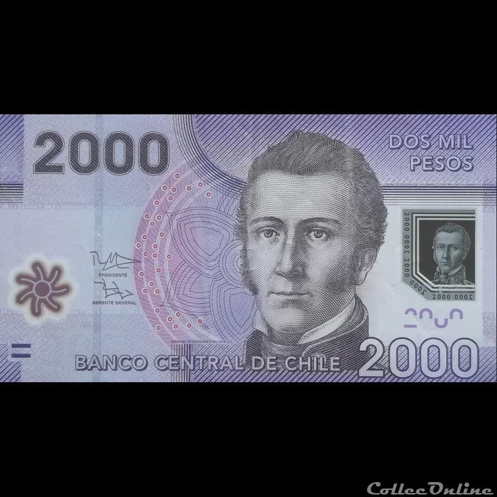 CHILI - P 162 E - 2000 PESOS - 2015 billet amerique du sud chili p 162 e 2000 pesos 2015