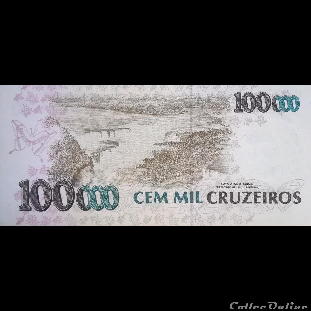 BRESIL - P 235 B - 100.000 CRUZEIROS - 1992 - 1993 billet amerique du sud bresil p 235 b 100 000 cruzeiros 1992 1993
