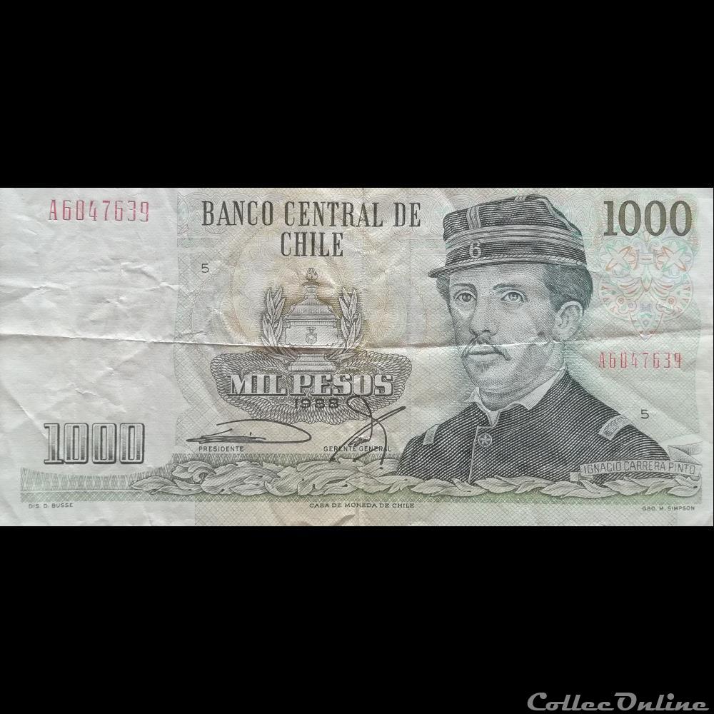 CHILI - P 154 C (5) - 1000 PESOS - 1988 billet amerique du sud chili p 154 c 5 1000 pesos 1988