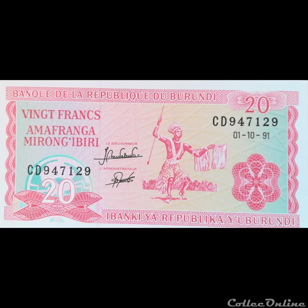 BURUNDI - P 27 C - 20 FRANCS 1991 billet afrique burundi p 27 c 20 francs 1991