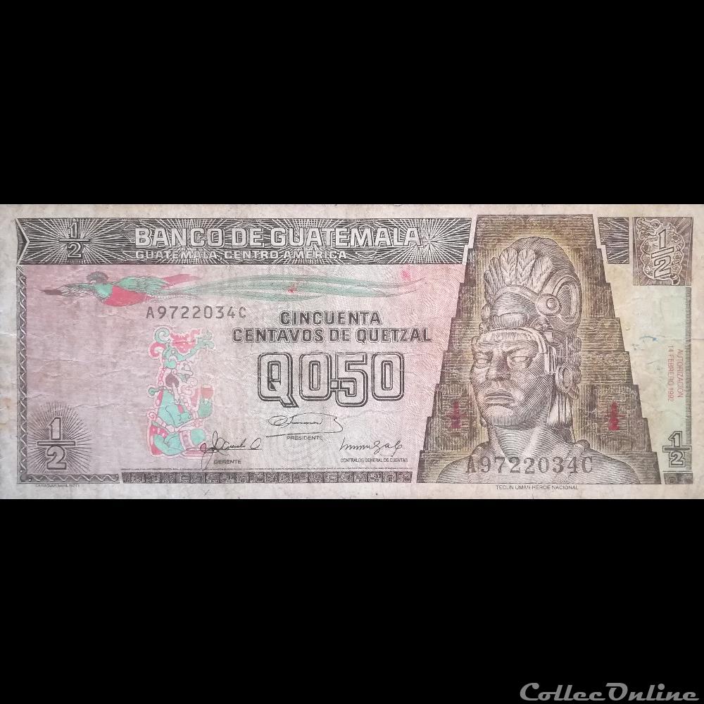 billet amerique du nord guatemala p 072 b 0 50 centavos de quetzal 1992