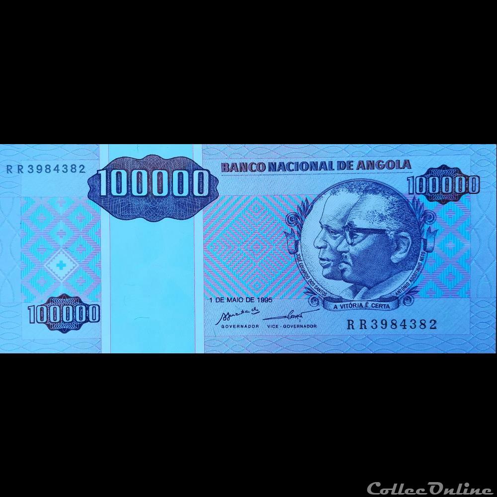 billet afrique angola p 139 100 000 kwanzas 1995