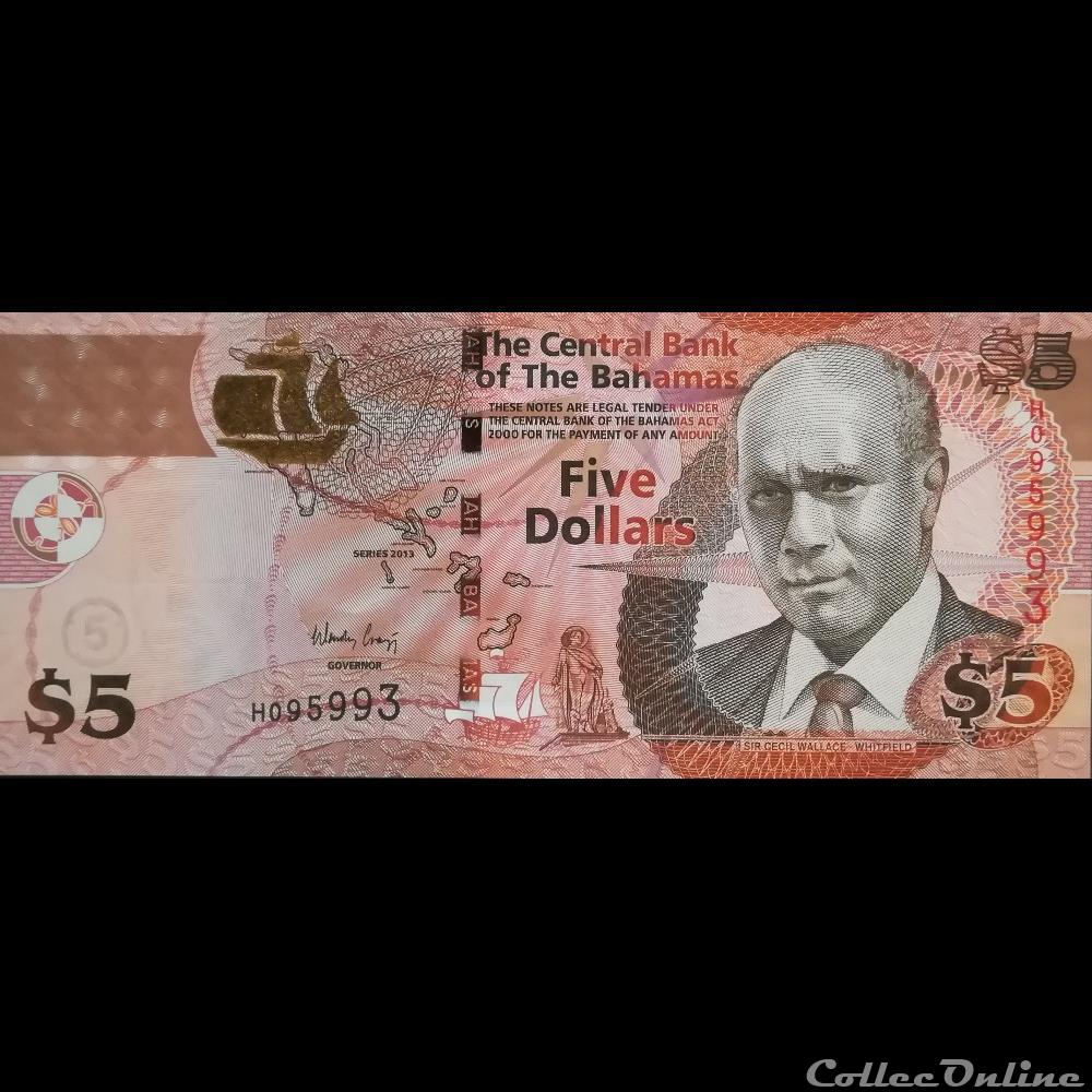 BAHAMAS - P 072A - 5 DOLLARS - 2013 billet amerique du nord bahamas p 072a 5 dollars 2013