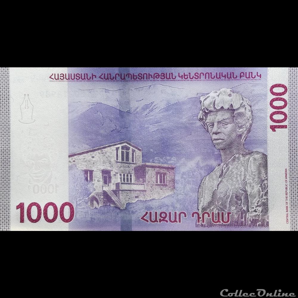 billet asie armenie p 61 1000 dram 2018