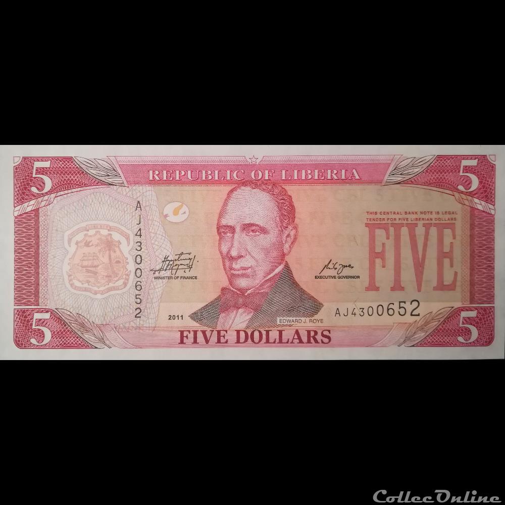 LIBERIA - P 26 F - 5 DOLLARS - 2011 billet afrique liberium liberia p 26 f 5 dollars 2011