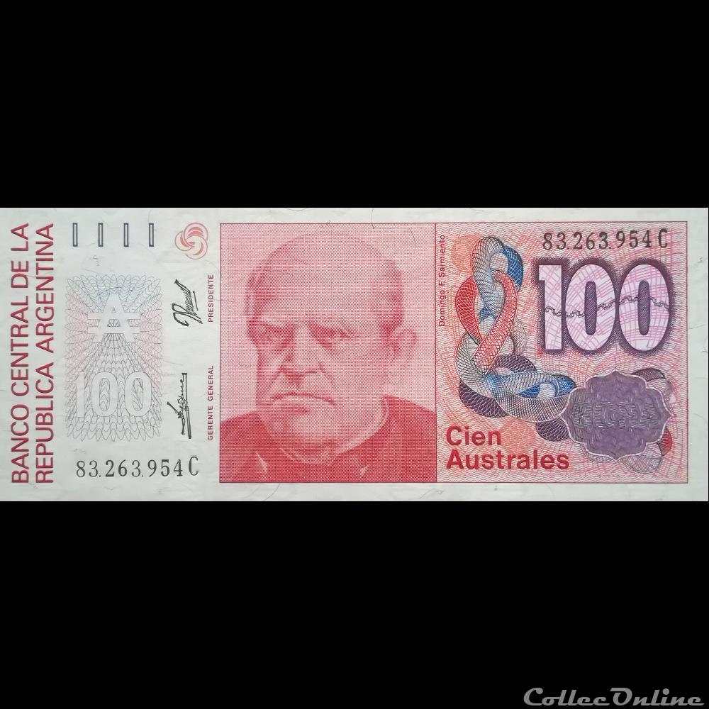 billet amerique du sud argentine p 327 c 100 australes 1990