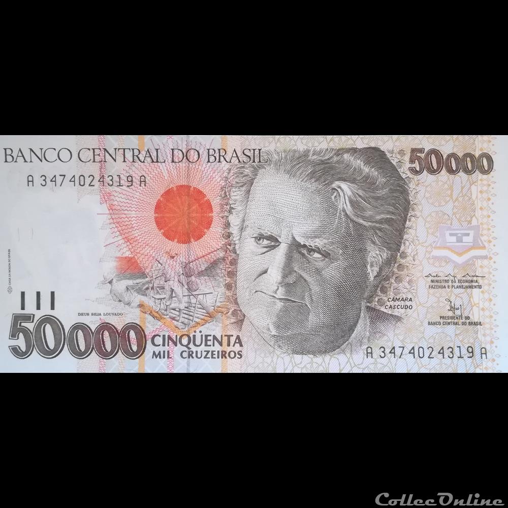 BRESIL - P 234 A - 50.000 CRUZEIROS - 1991 - 1993 billet amerique du sud bresil p 234 a 50 000 cruzeiros 1991 1993