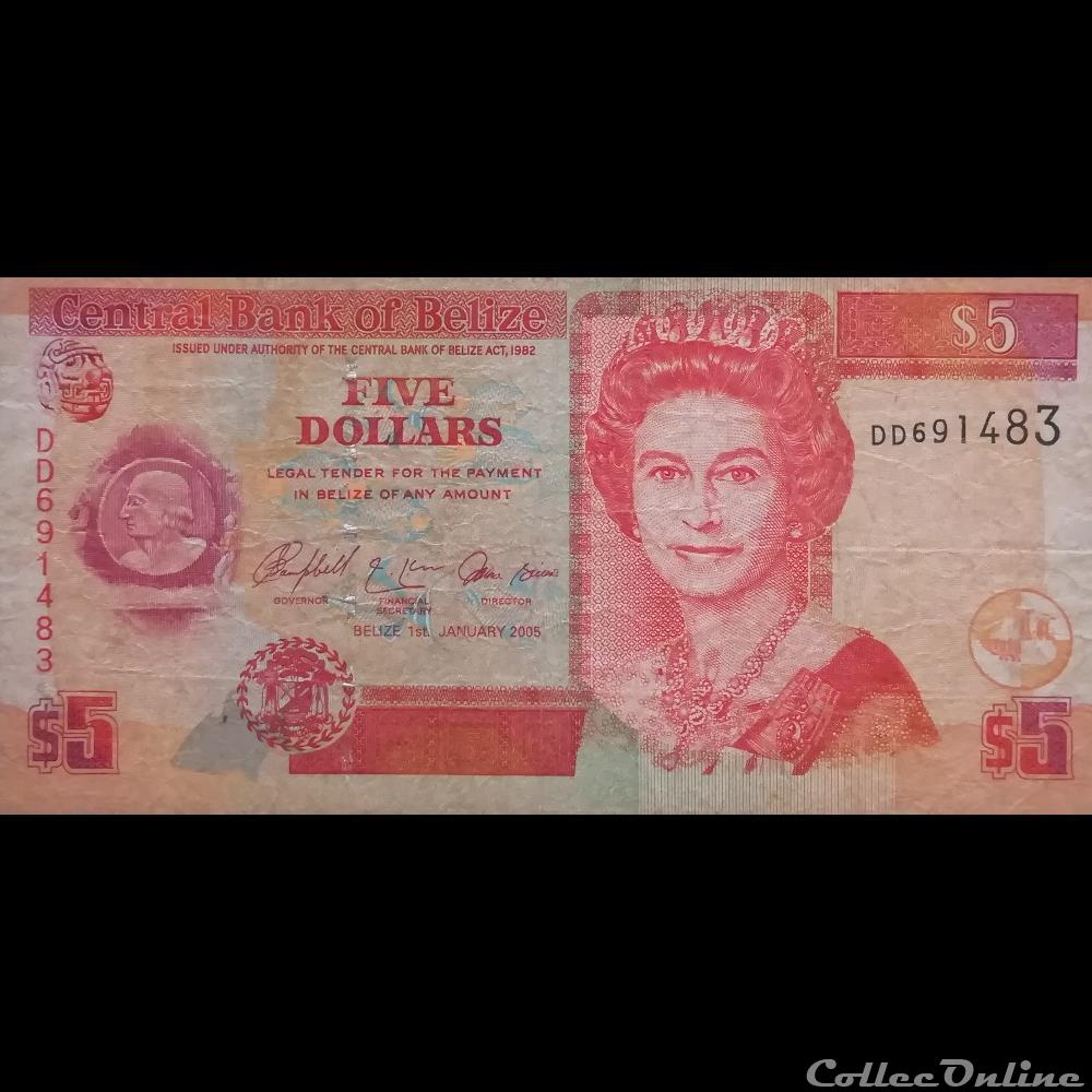 billet amerique du nord belize p 067 b 5 dollars 2005