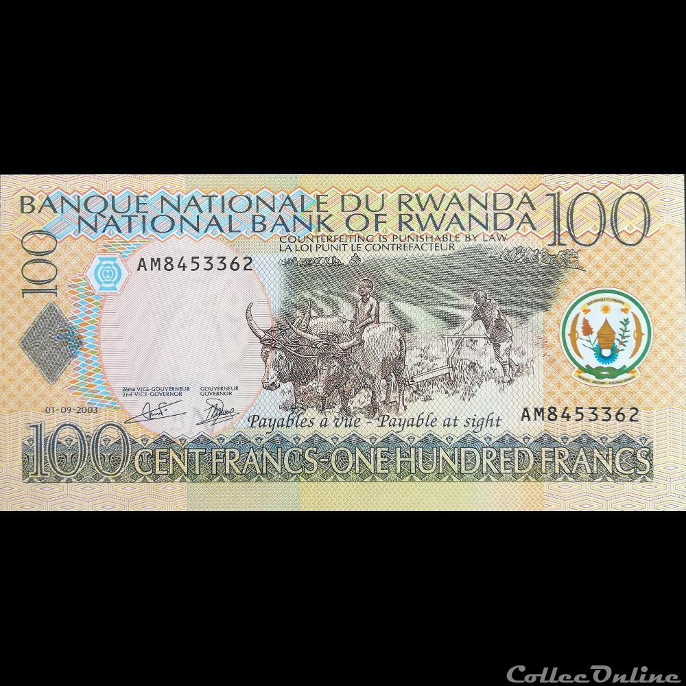 RWANDA - P 29 B - 100 FRANCS - 2003 billet afrique rwandum rwanda p 29 b 100 francs 2003