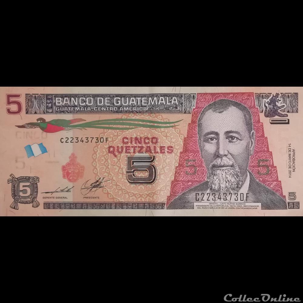 GUATEMALA - P NEW - 5 QUETZALES - 2014 billet amerique du nord guatemala p new 5 quetzales 2014