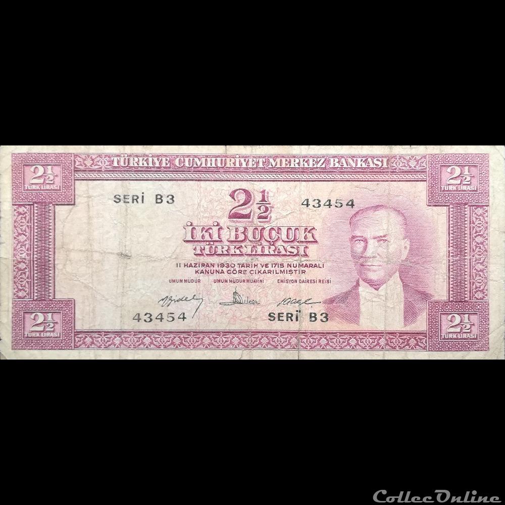 TURQUIE - P 153 - 2 1/2 LIRA - 1960 billet asie turquie p 153 2 1 2 lira 1960