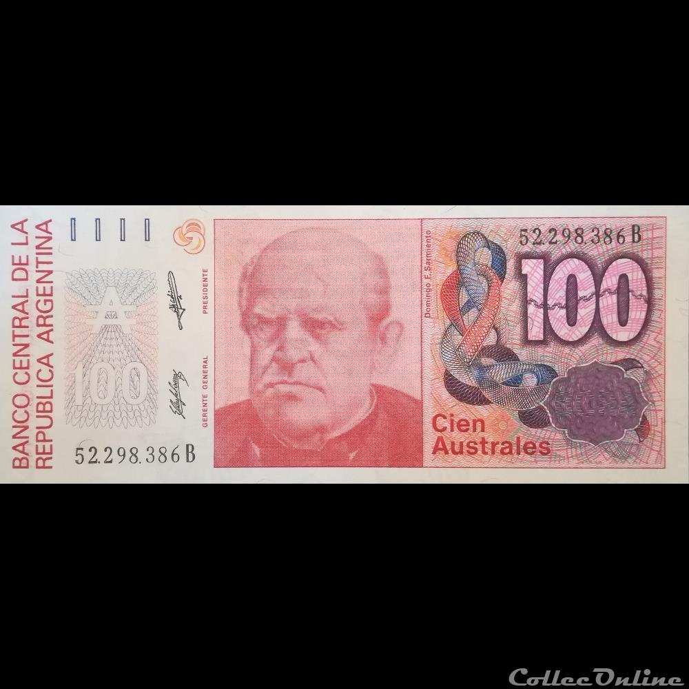 ARGENTINE - P 327 B (2) - 100 AUSTRALES - 1985 / 1990 billet amerique du sud argentine p 327 b 2 100 australes 1985 1990